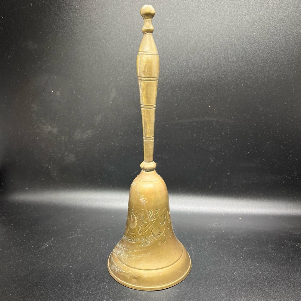 Solid Brass School Bell 8” Tall Made In India Home Decor